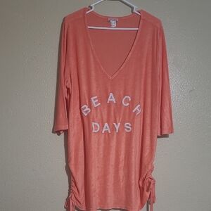 VENUS Coral V-Neck 'Beach Days' Swim Coverup